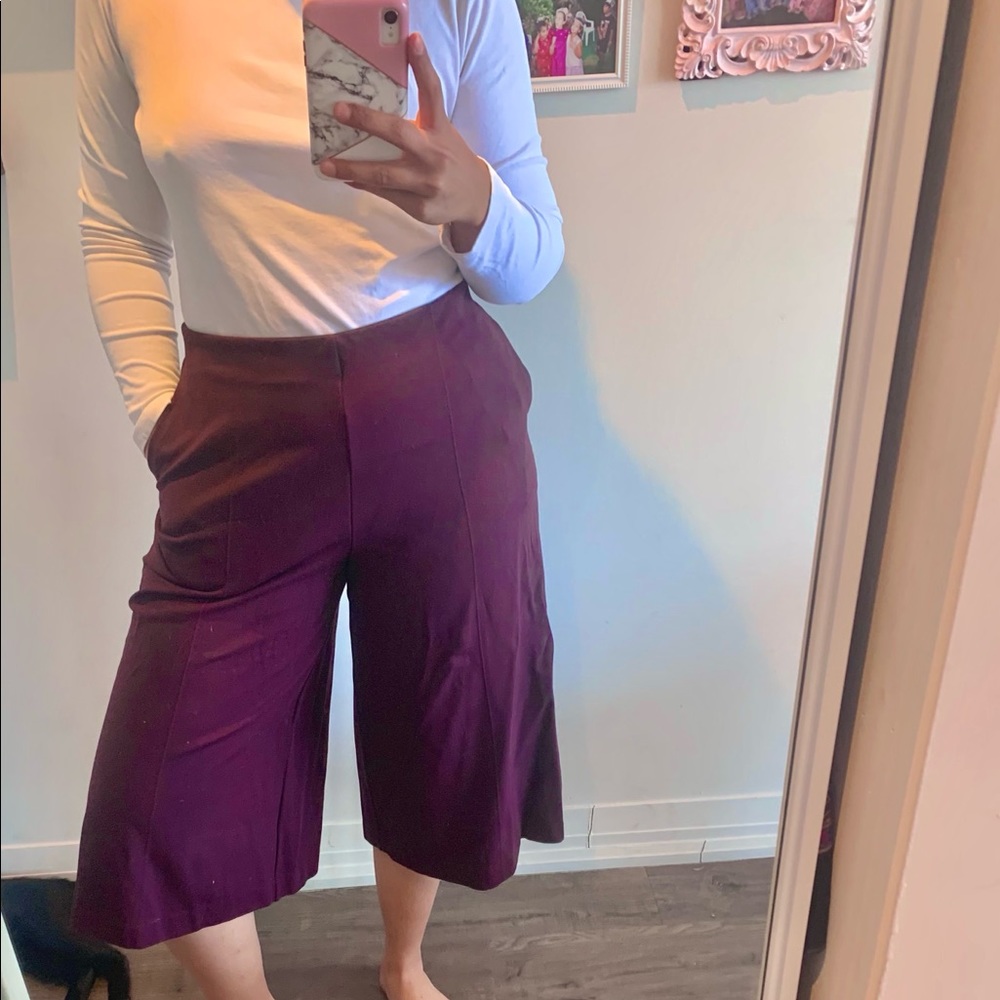 3 for $50 Burgundy culottes with line detail